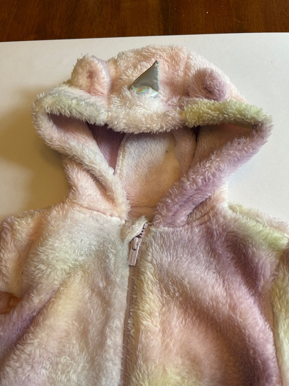 Girls Fuzzy Unicorn Hoodie 5T Pastel Rainbow Sherpa Zip Up Jacket - Picture 2 of 6